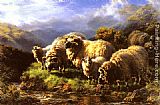 William Watson Morning sheep grazing in a Highland Landscape painting